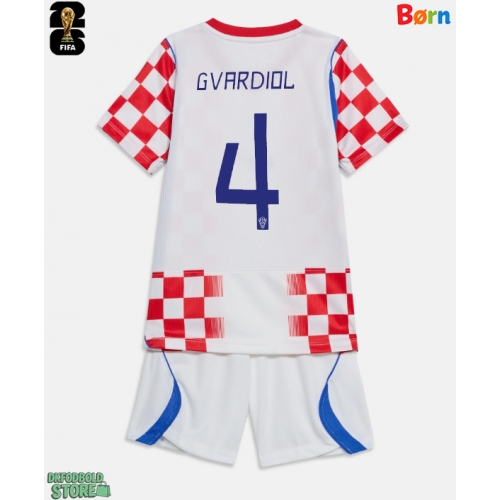 Kroatien Josko Gvardiol #4 Replika Babytøj Hjemmebanesæt Børn VM 2026 Kortærmet (+ Korte bukser)